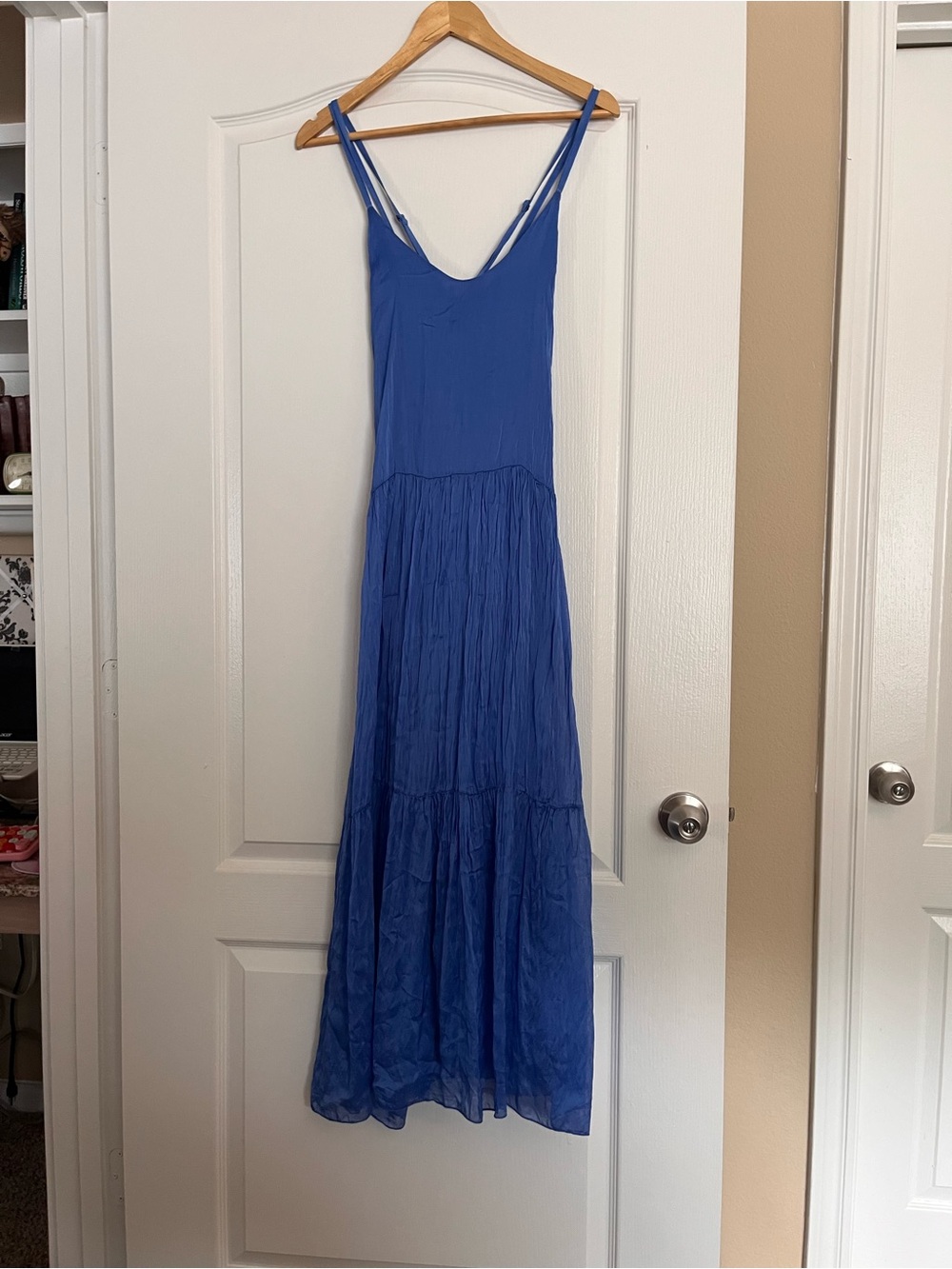 FRNCH Royal Blue Spaghetti-Strap Tiered Midi Dress